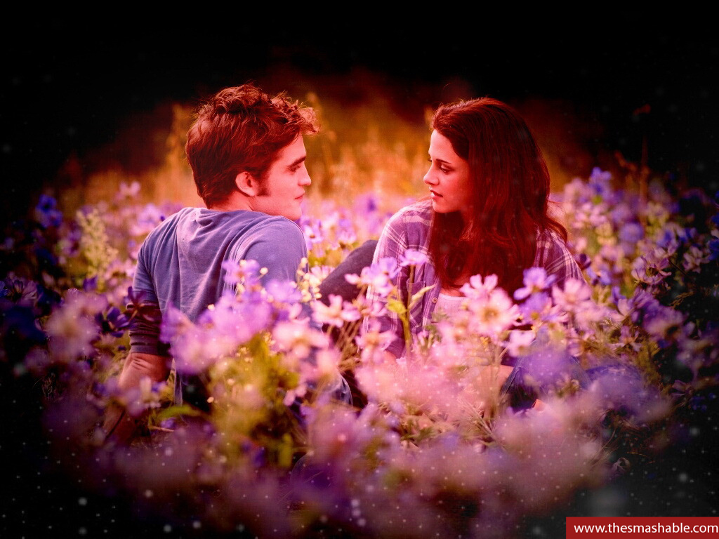 Twilight Wallpapers Edward And Bella - Twilight Bella And Edward On Flowers - HD Wallpaper 