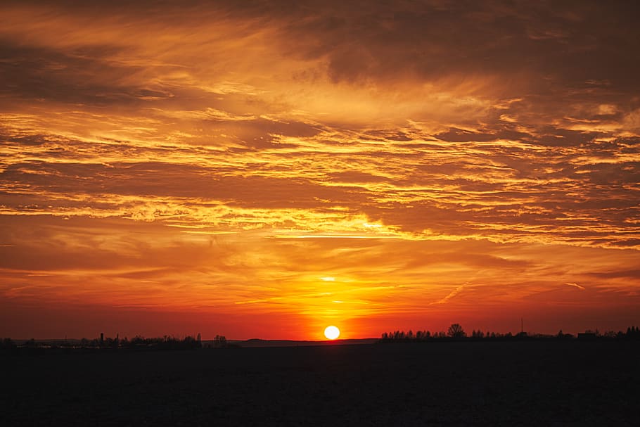 Sunset, Landscape, Evening Sun, Nature, Sky, Scenic, - Paisagem Por Do Sol - HD Wallpaper 