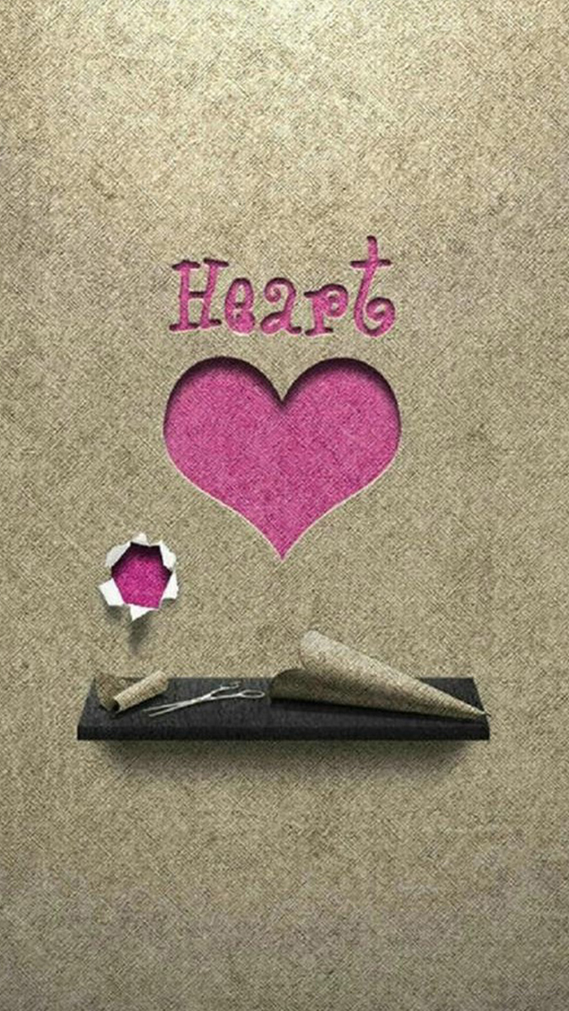 Paper Pink Love Heart Cutting Artwork Iphone Wallpaper - Fondos De Pantalla Cutting - HD Wallpaper 