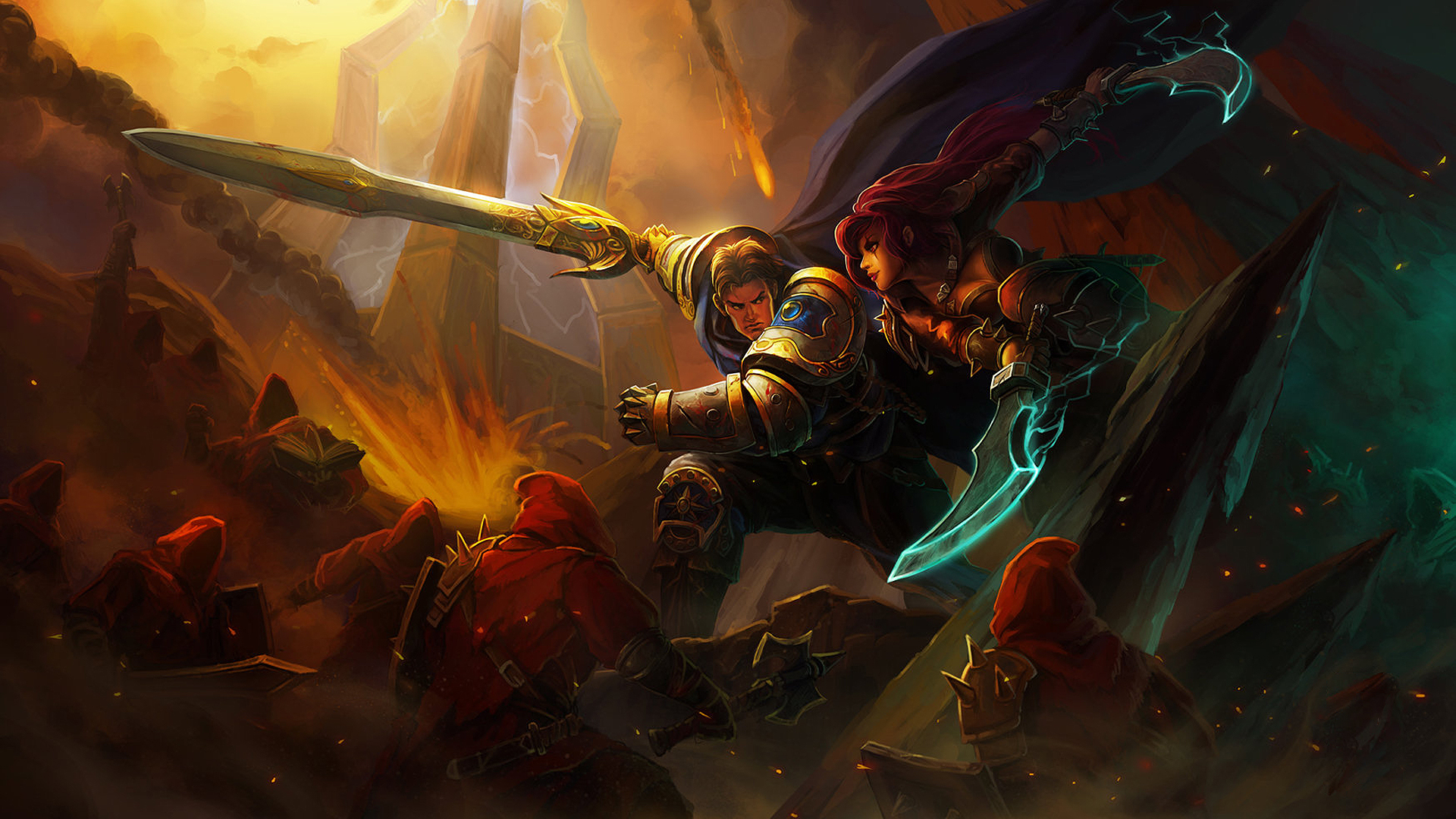 Garen Vs Katarina Wallpaper - Garen And Katarina Fanart - HD Wallpaper 