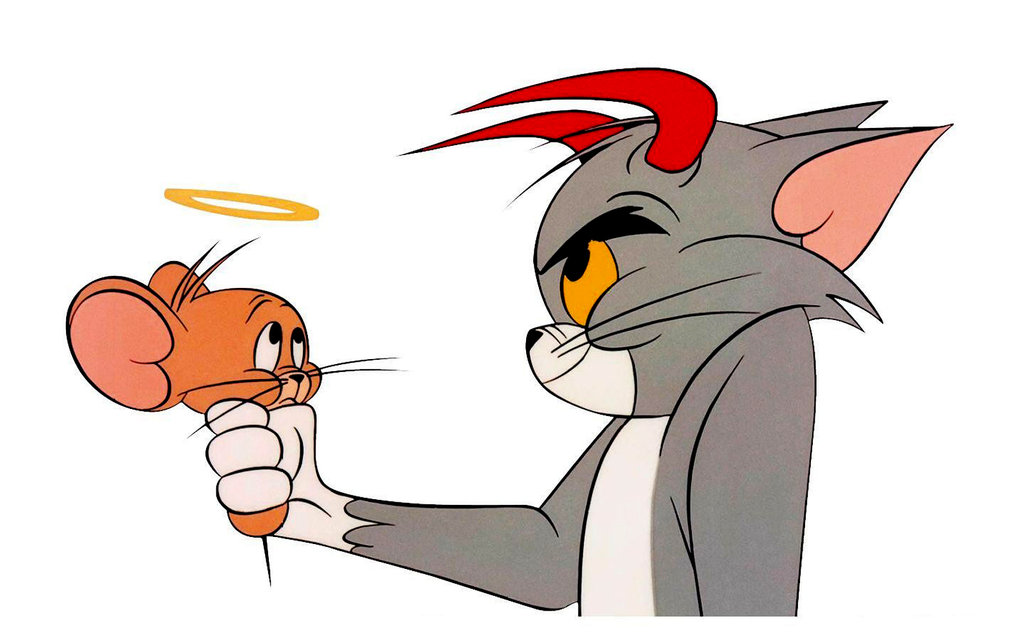 Angel Jerry And Devil Tom Hd Cartoon Wallpaper-car - Sfondi Tom E Jerry -  1024x640 Wallpaper 