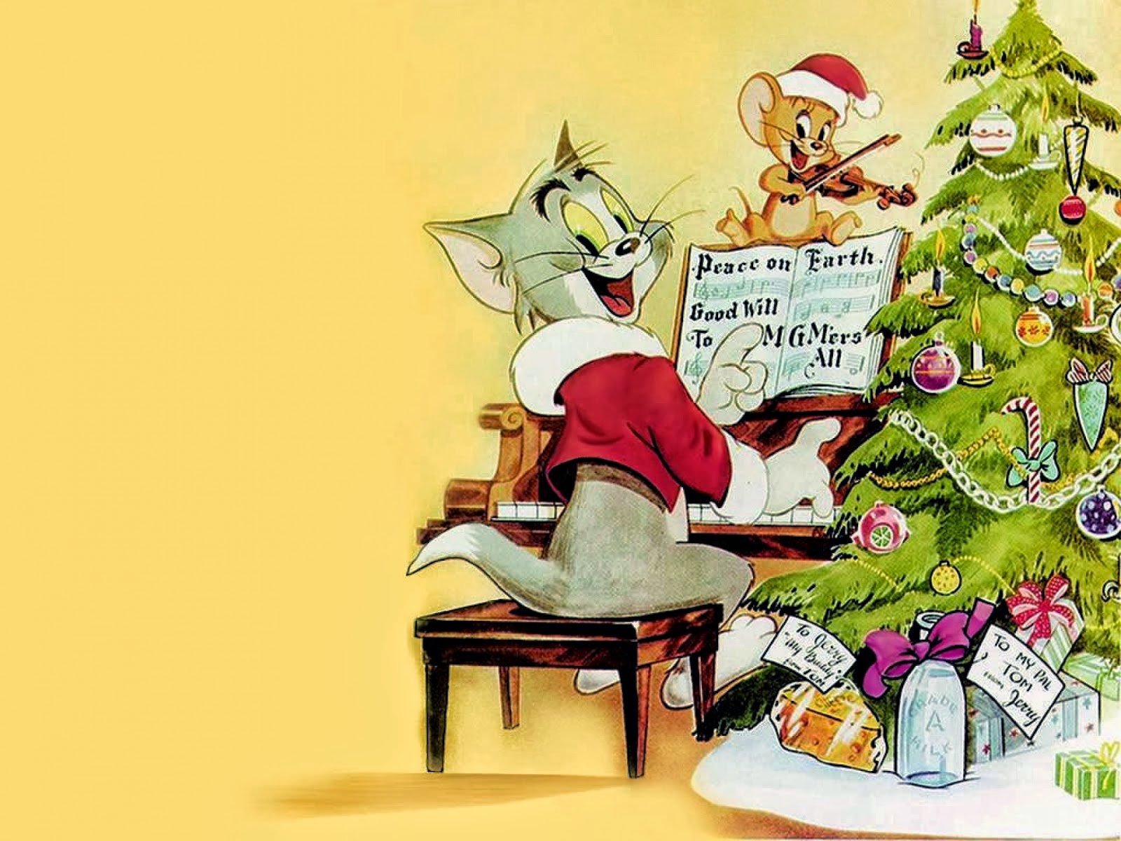 Tom And Jerry Xmas - HD Wallpaper 