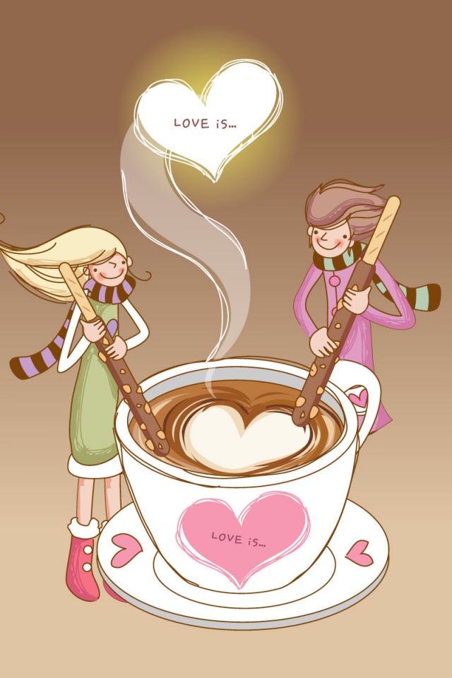 Cartoon Girl Making Coffee - HD Wallpaper 