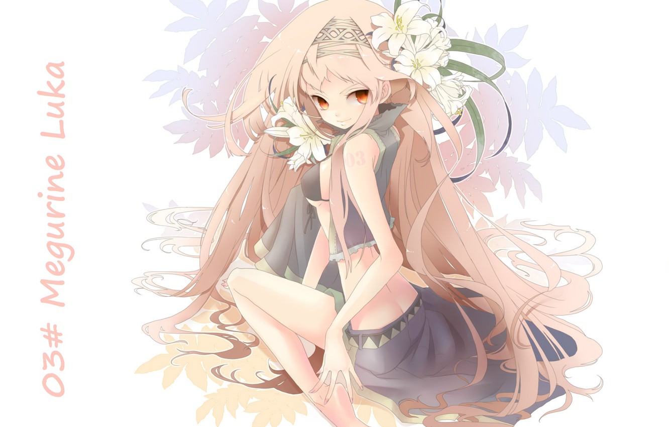 Photo Wallpaper Leaves, Vocaloid, Vocaloid, Pink Hair, - Megurine Luka - HD Wallpaper 