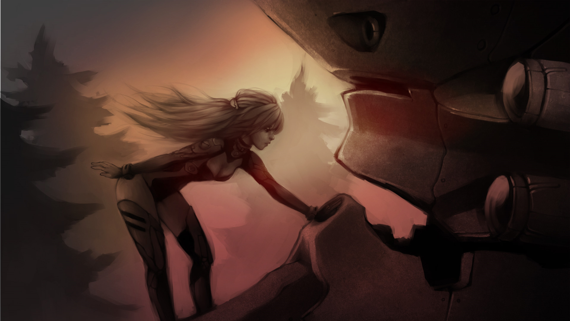 Evangelion Neon Wallpaper - Evangelion Asuka Dark - HD Wallpaper 