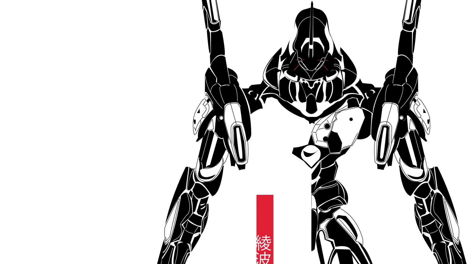 Evangelion Black And White - HD Wallpaper 