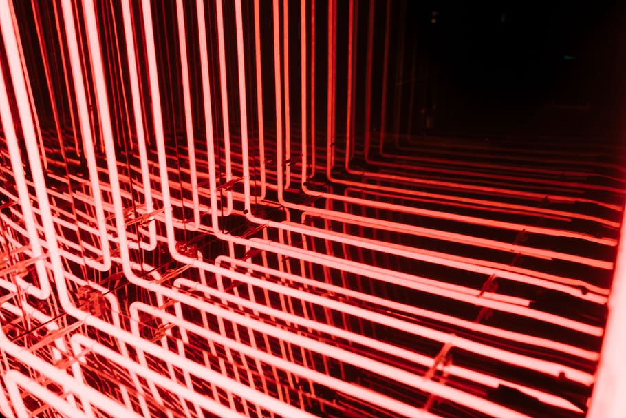 Red Frame Neon Lights, Pattern, Repetition, Prism, - Light Neon Red Pattern - HD Wallpaper 