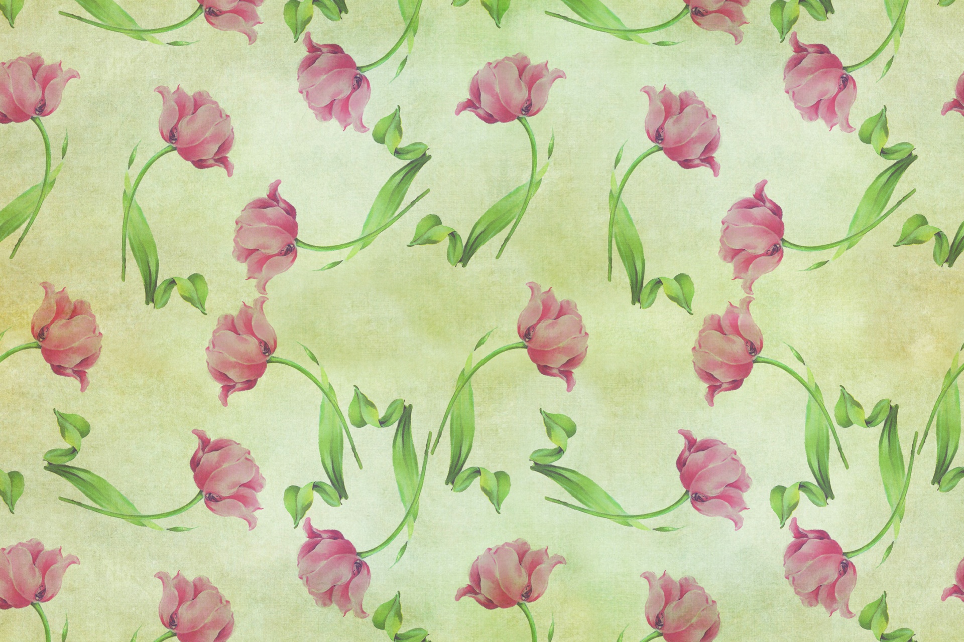 Floral Flowers Pink Free Photo - Vintage Floral Wallpaper Tulip - HD Wallpaper 