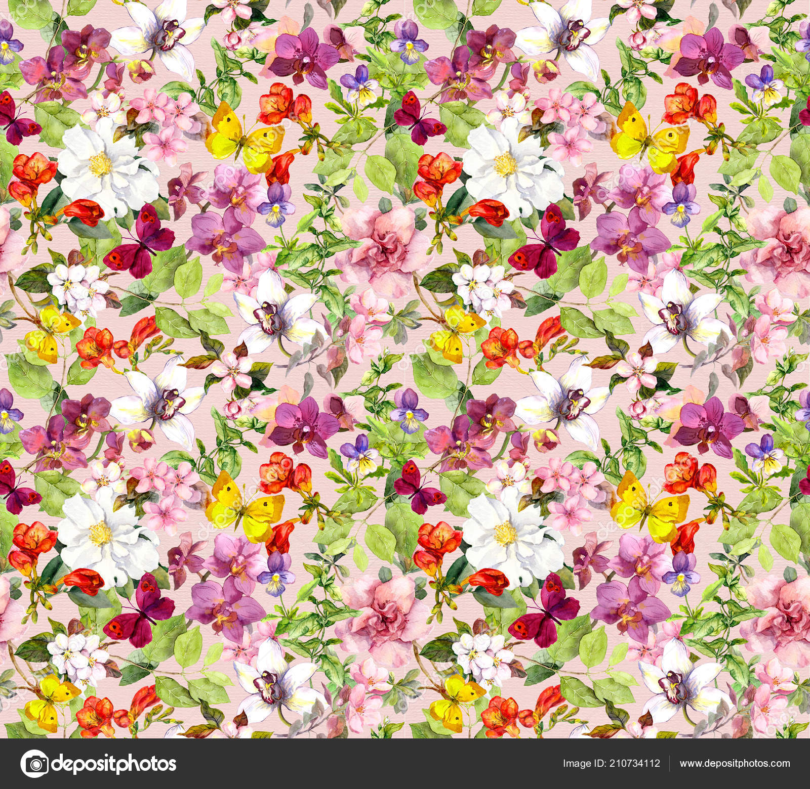 Papel De Parede Com Flores E Borboletas - HD Wallpaper 