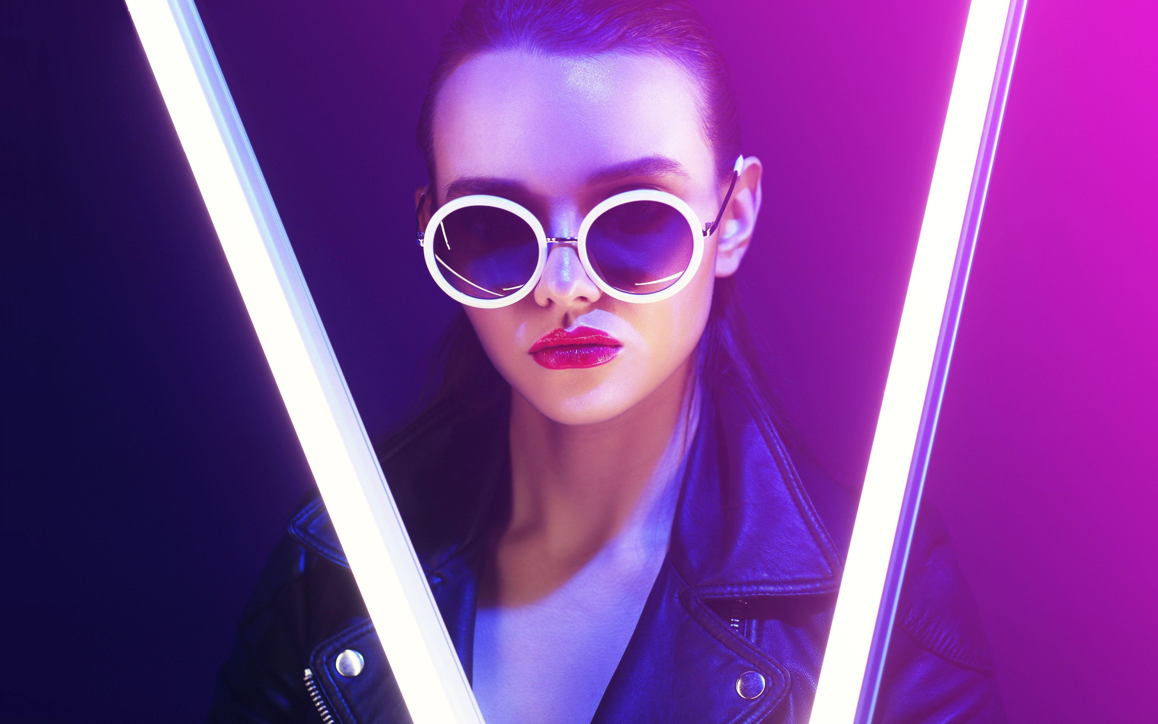 Sunglasses, Woman Model, Neon Lights, Wallpaper - Mike Kremlin Bye Bye Mi Amor - HD Wallpaper 