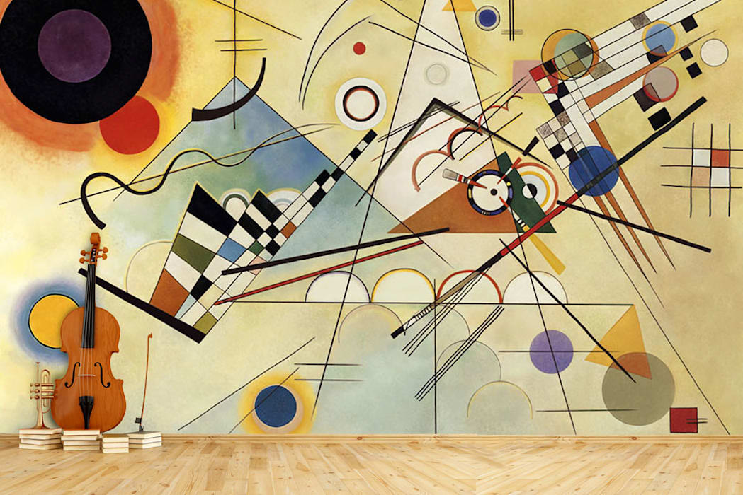 Geometric Wallpaper Pattern For Interior Wall Decor - Composition 8 Wassily Kandinsky - HD Wallpaper 