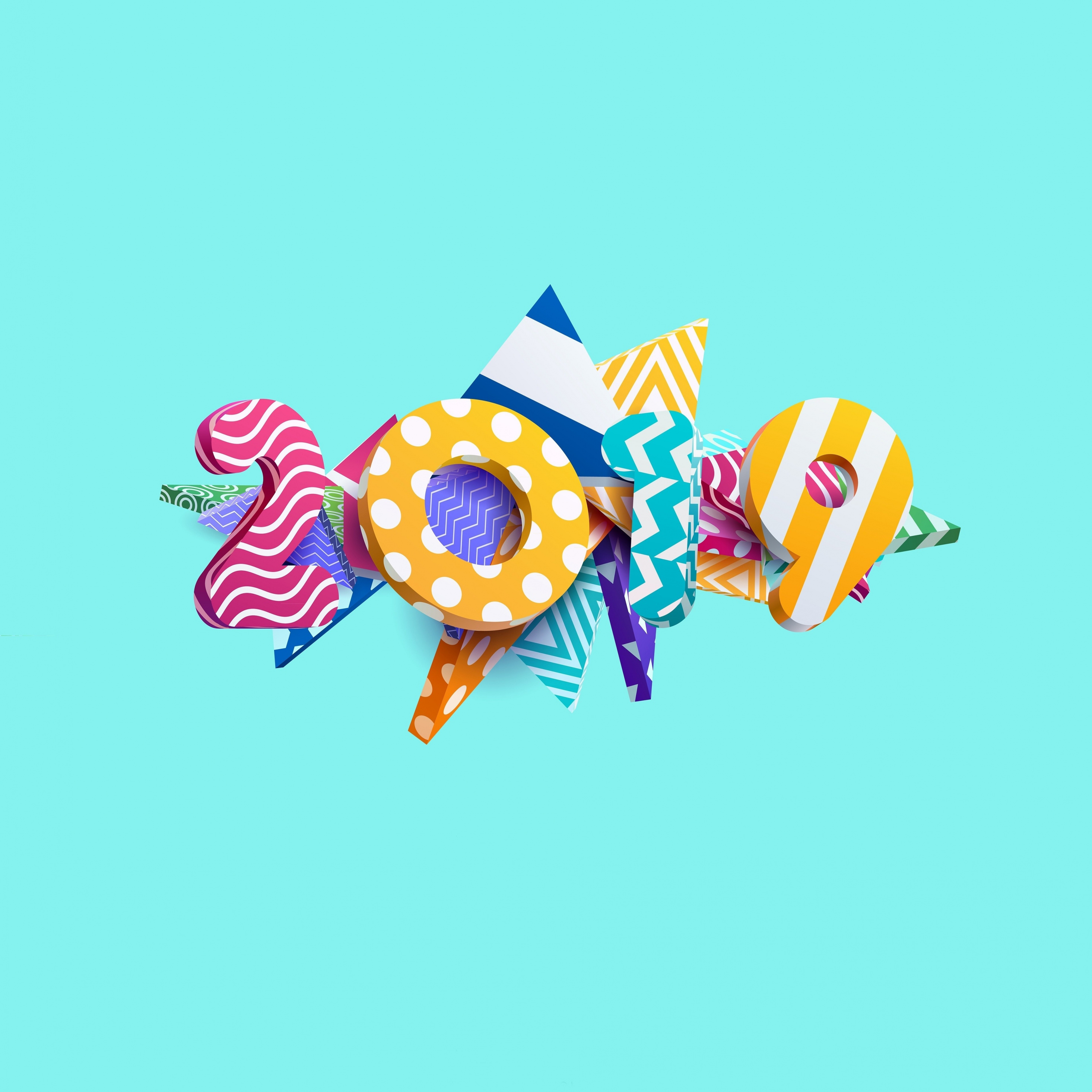 Abstract, Shapes, 2019, Happy New Year, Wallpaper - HD Wallpaper 