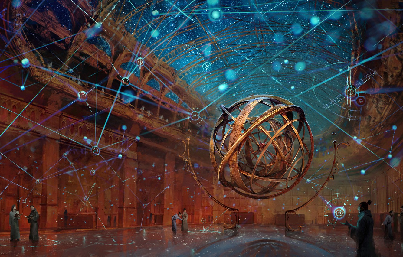 Photo Wallpaper Fantasy, Stars, People, Map, Digital - Star Map Fantasy Art - HD Wallpaper 