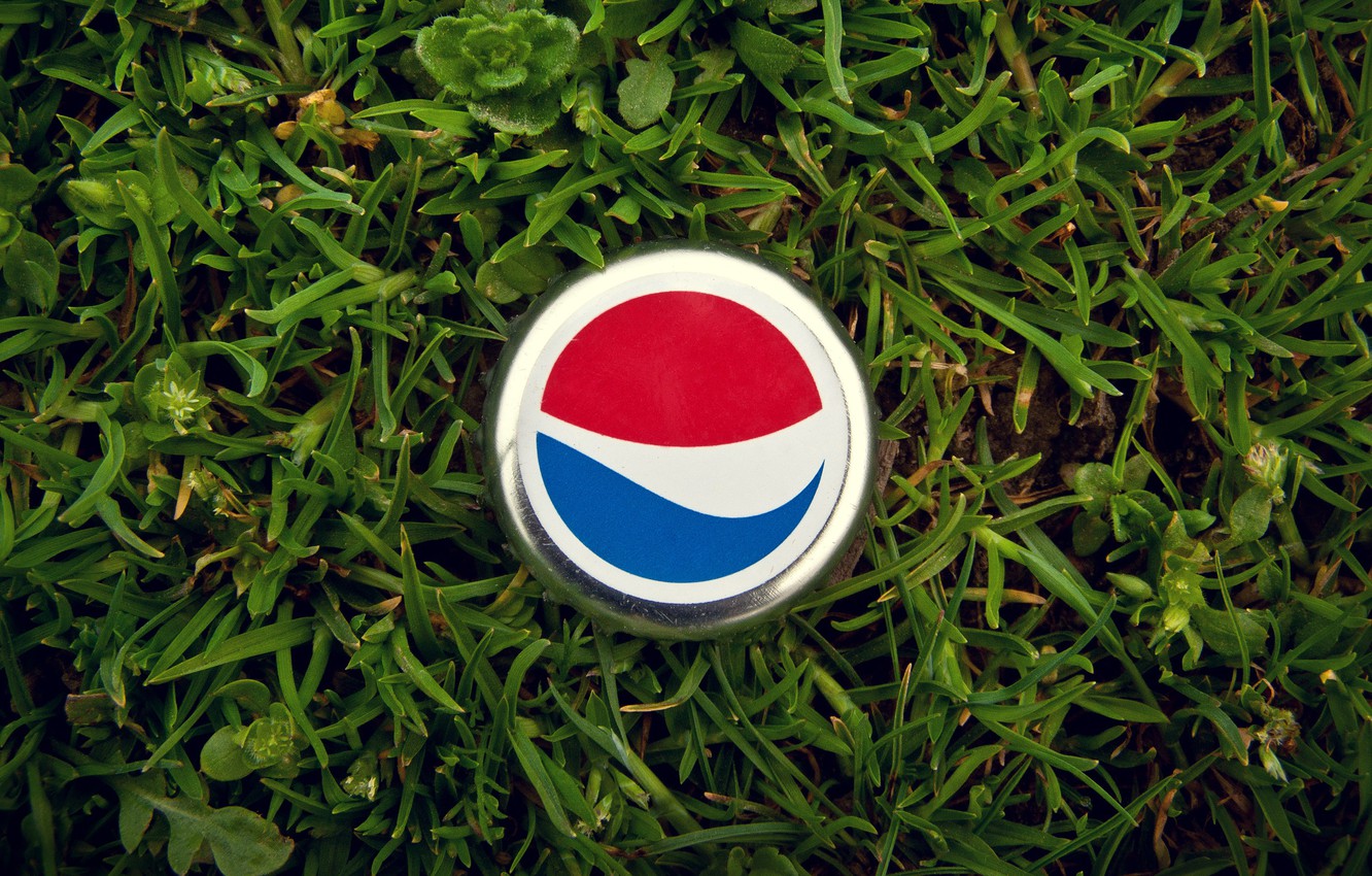 Photo Wallpaper Grass, Macro, Tube, Cover, Cola, Pepsi, - Emblem - HD Wallpaper 