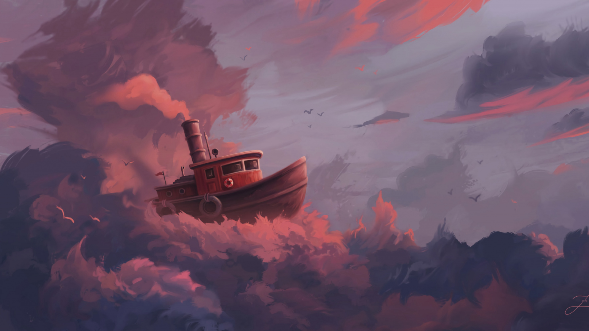 Ship, Clouds, Fantasy, Art, Wallpaper - Boat In The Sky Art - HD Wallpaper 