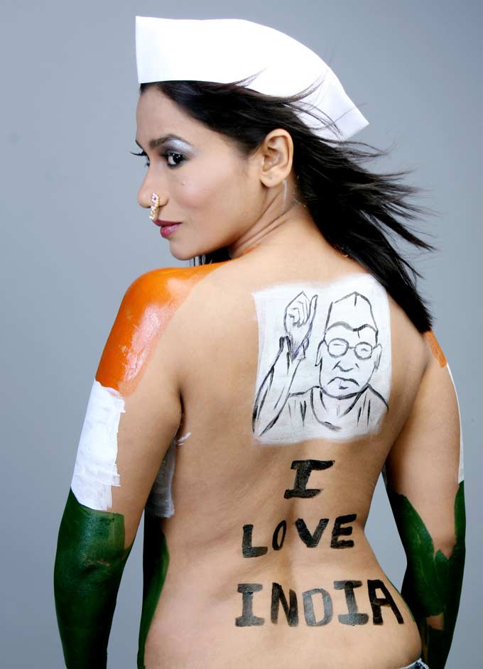 Nude Girl With Indian Flag - HD Wallpaper 