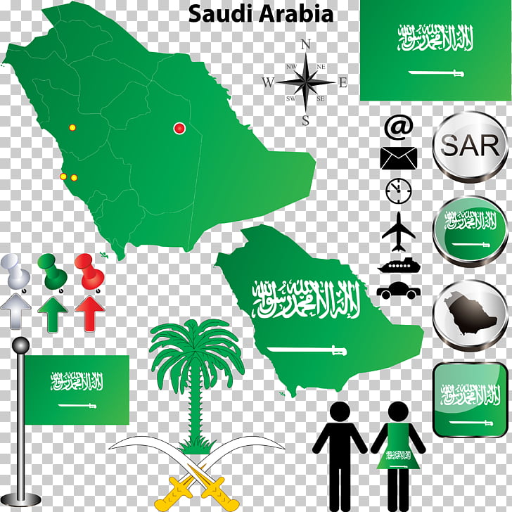 Map Flag And Symbol Of Saudi Arabia - HD Wallpaper 