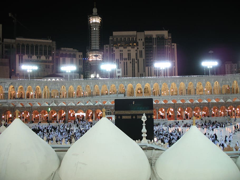 White Mosque, Mecca, Night, Muslim, Islam, Holy, Religion, - Kabba - HD Wallpaper 