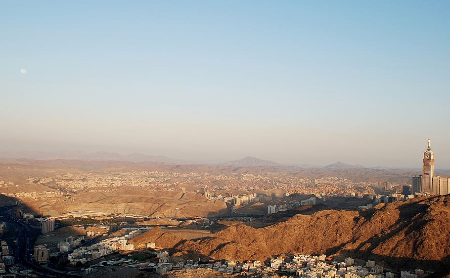 City Aerial Photo, Mecca, Mekkah, Saudi Arabia, Muslim, - Mecca Saudi Arabia Landscape - HD Wallpaper 