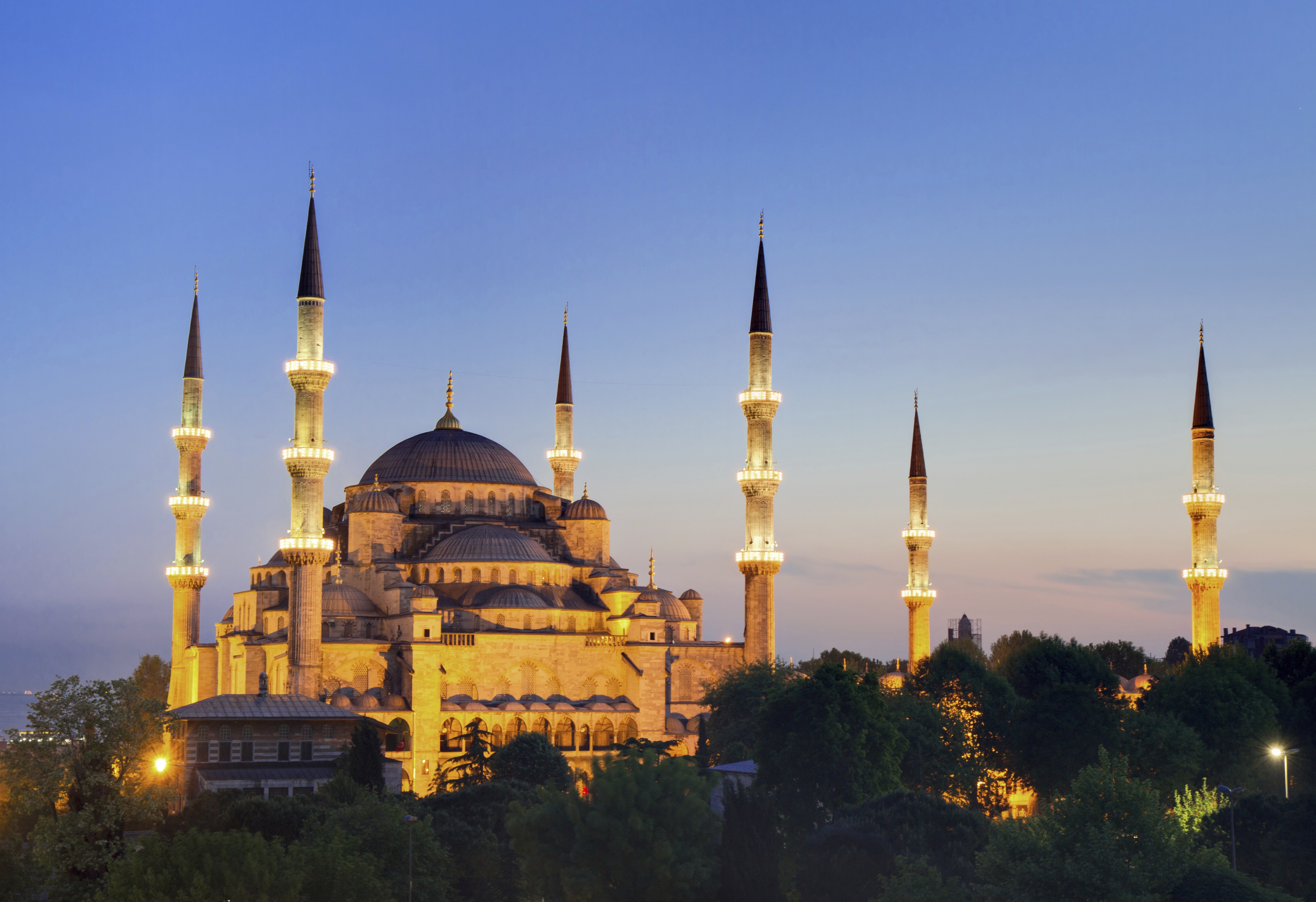 Sultan Ahmed Mosque Night View In Turkey Country Images - Istanbul Postkarte - HD Wallpaper 