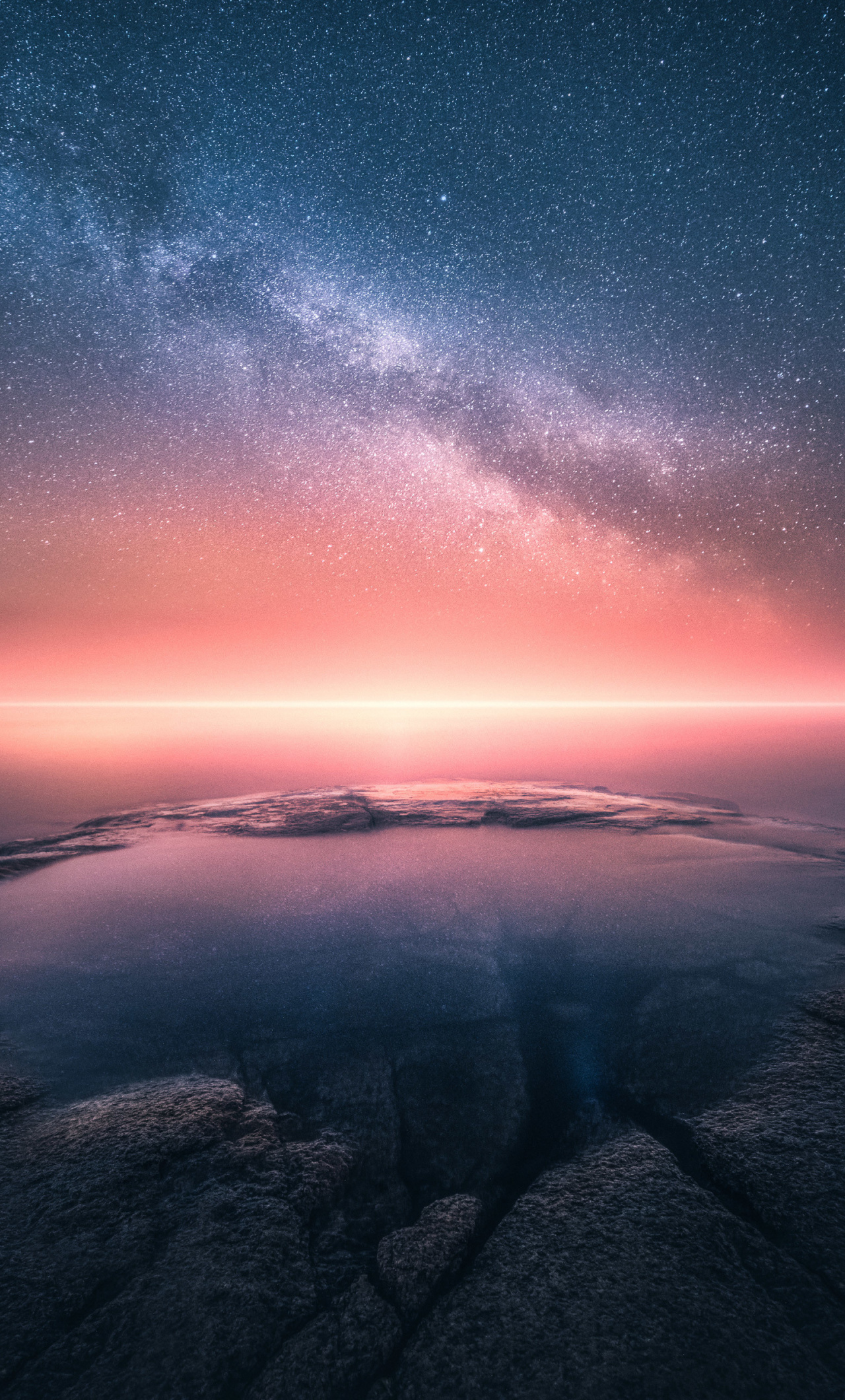 Horizon, Twilight, Milky Way, Sky, Sunset, Clouds, - HD Wallpaper 