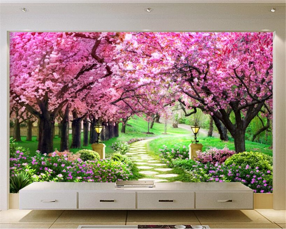 Cherry Blossom Wallpaper Purple For Room - HD Wallpaper 