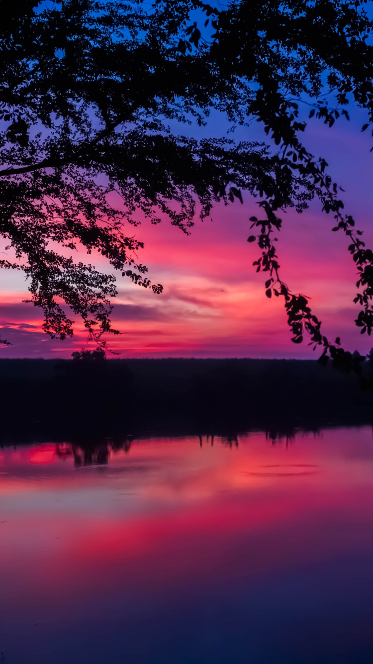 Twilight, Sunset, Colorful, Sky, Lake, Nature, Wallpaper - HD Wallpaper 