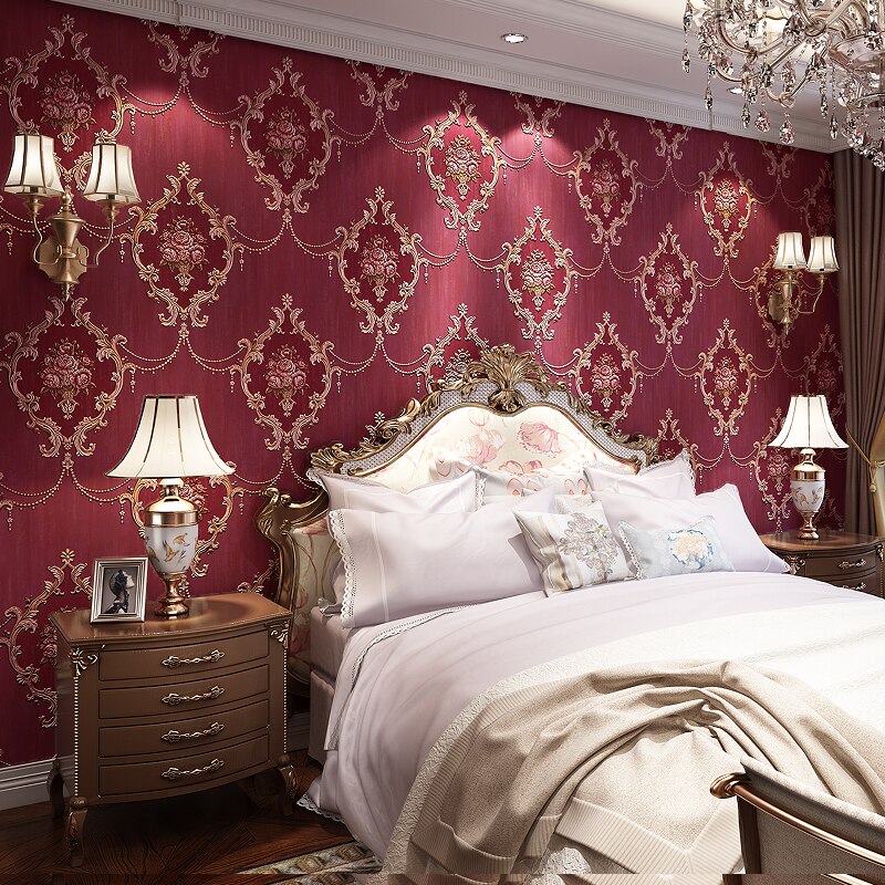 High Quality Refined American Wallpaper Bedroom Living - Bedroom Room Wallpaper Design - HD Wallpaper 