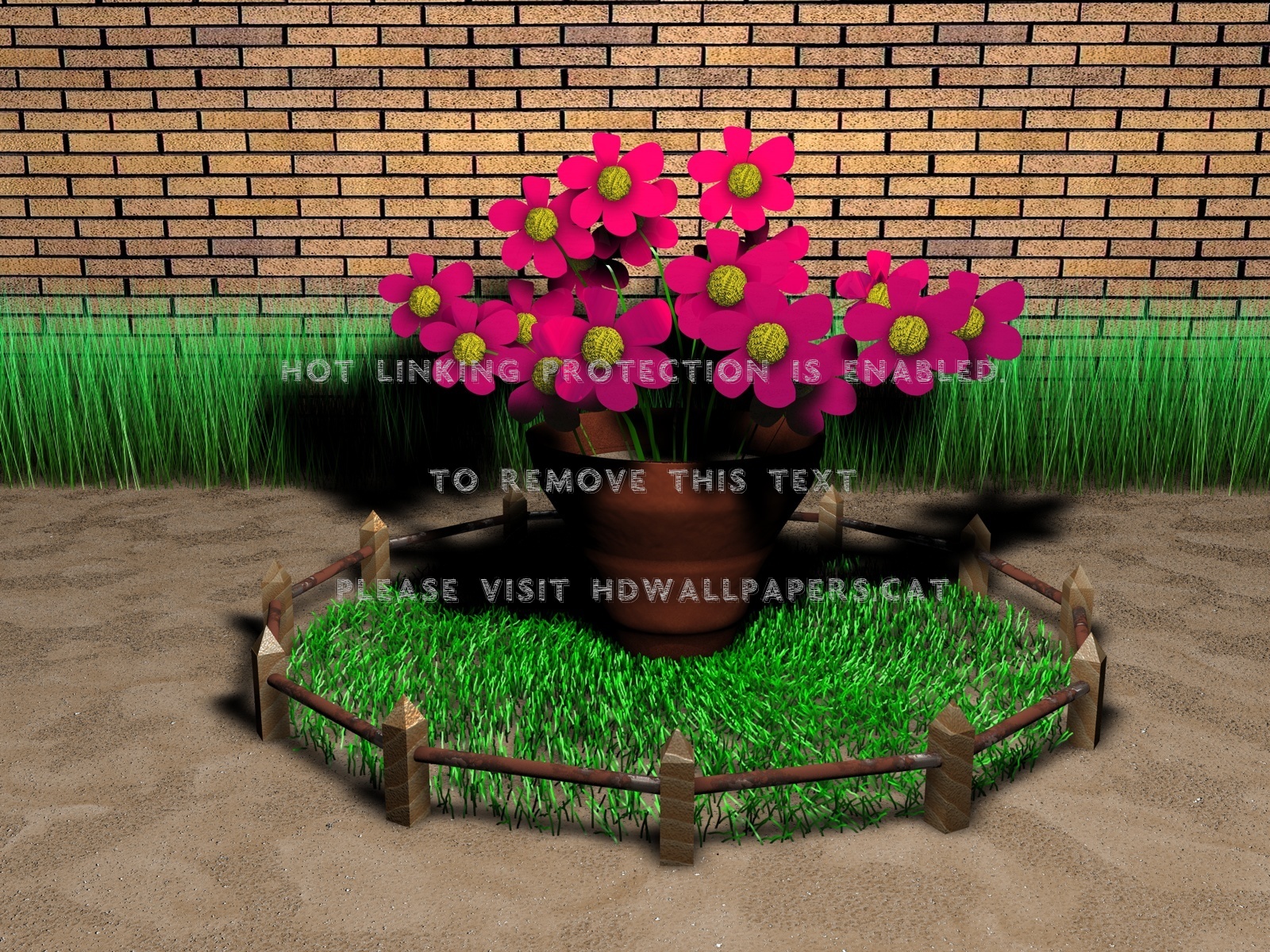 3d Garden Abstract Nature Grass Flowers And - HD Wallpaper 