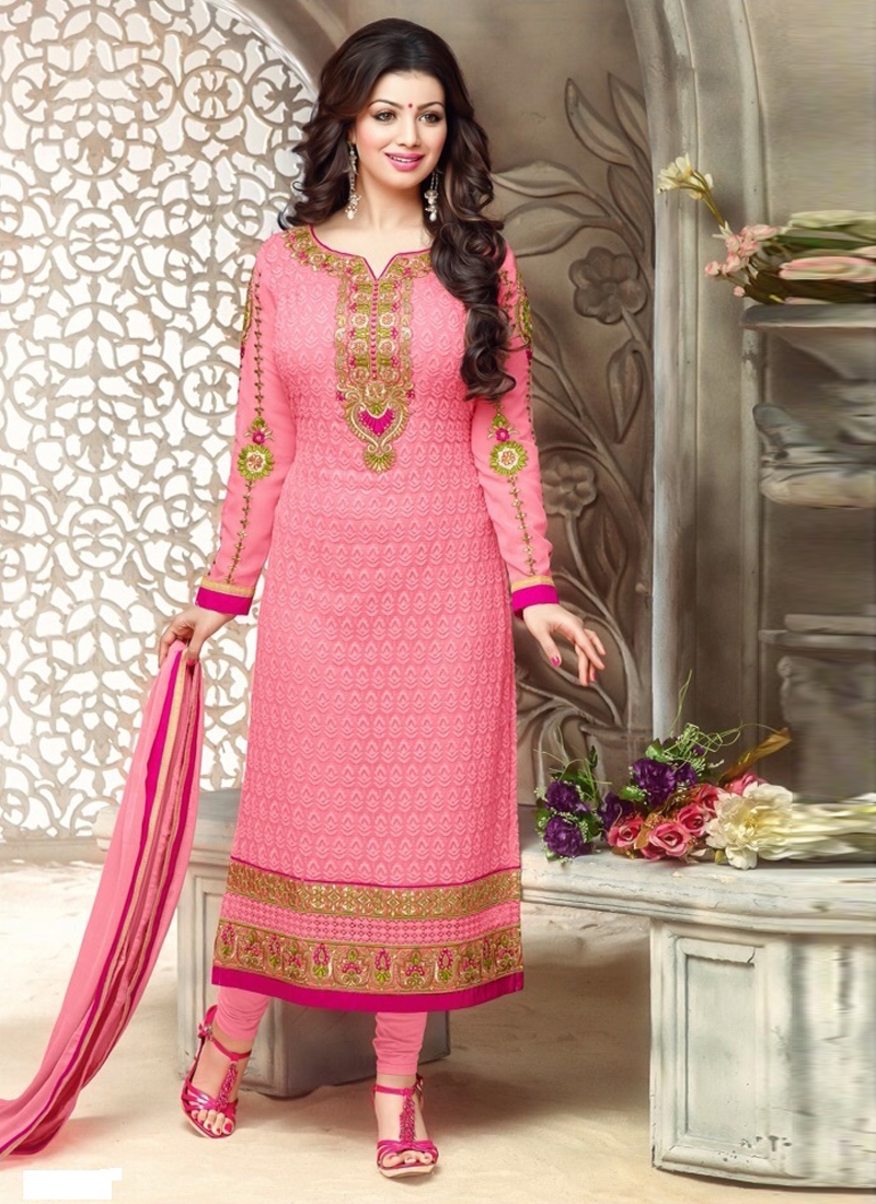 Ayesha Takia Hot Pink Designer Straight Salwar Kameez - HD Wallpaper 