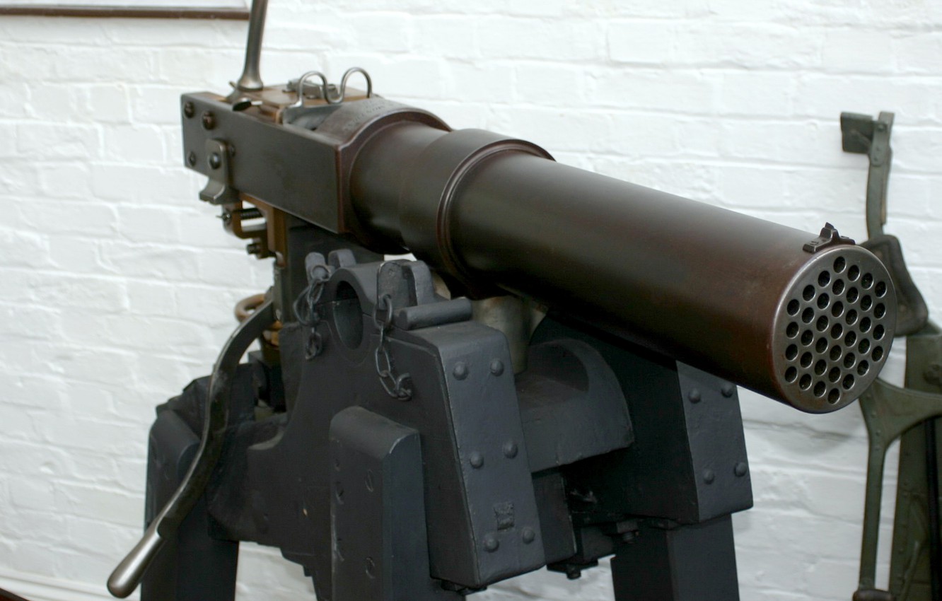 Photo Wallpaper Weapons, Fire, French, Name, Gatling, - Early Machine Guns - HD Wallpaper 