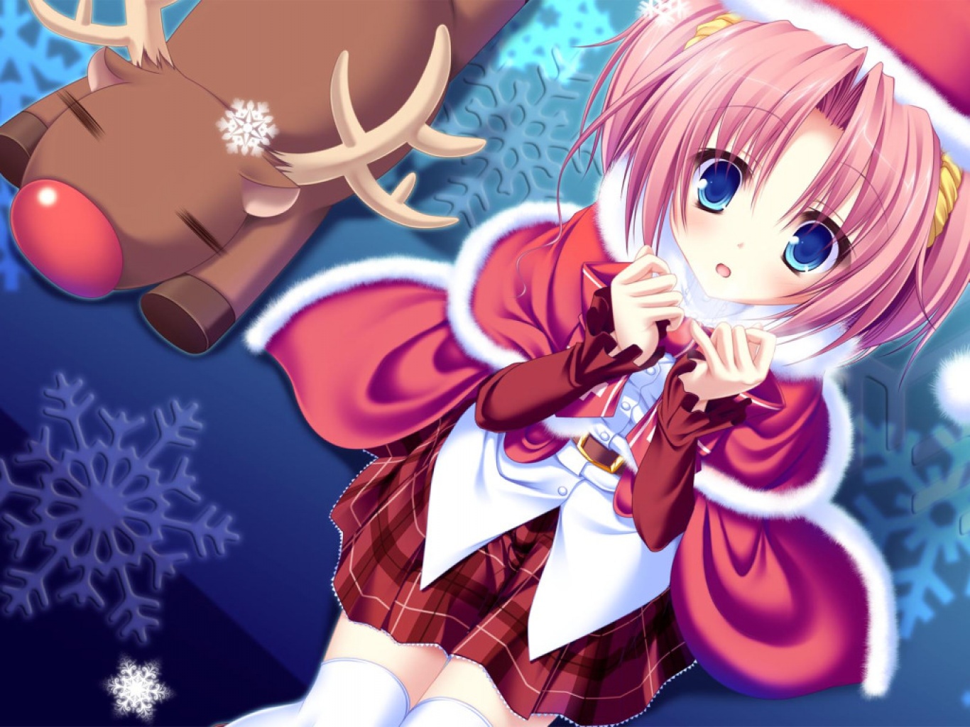 10 - Christmas Roodolf Anime Girl - HD Wallpaper 