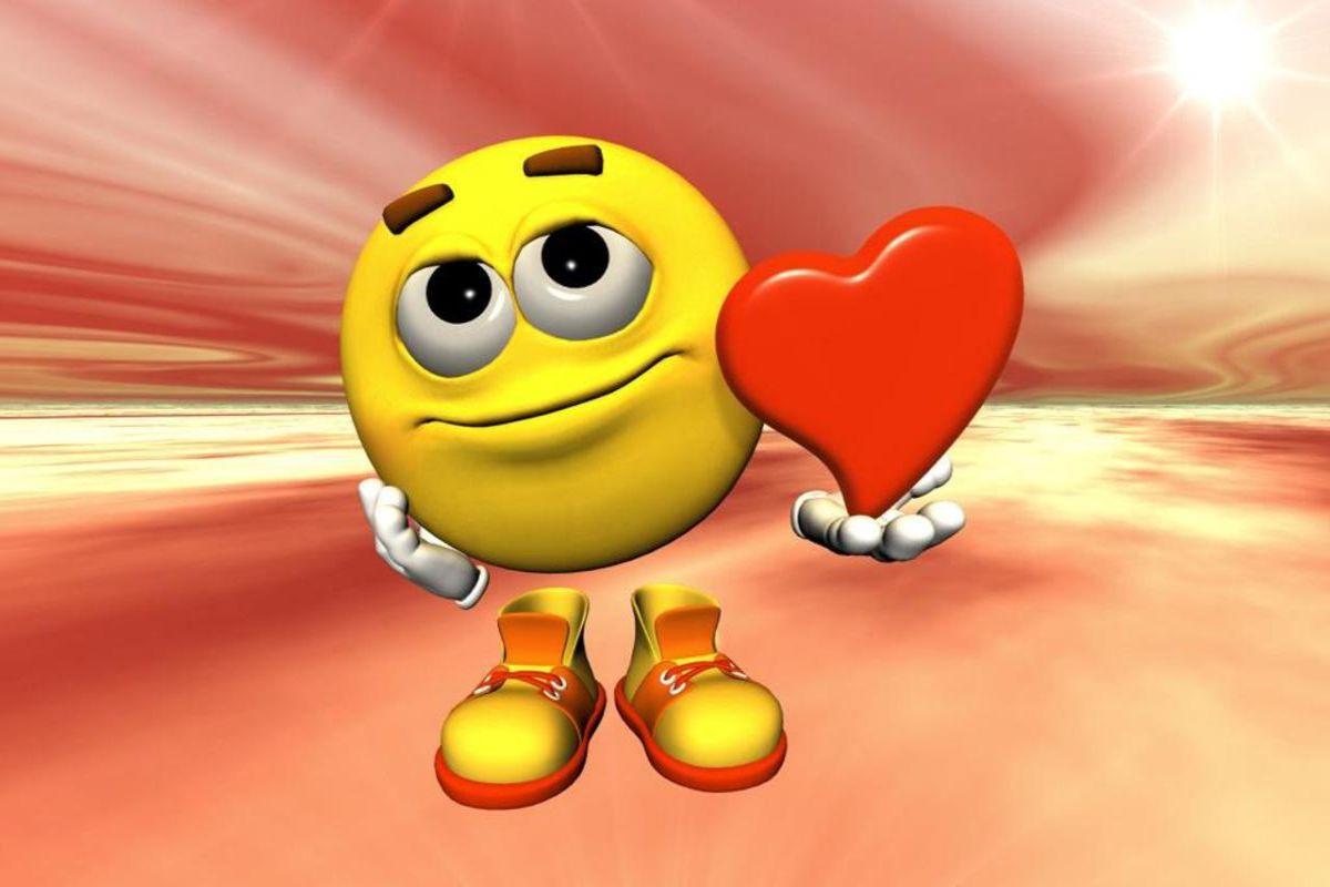 3d Smiley Love Heart Emoticons Wallpaper Hd And Background - 3d Love Emoticon - HD Wallpaper 