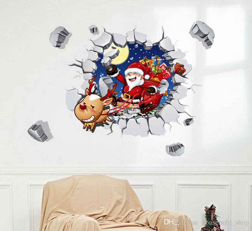 Navidad 3d Papá Noel Wallpaper Niños Habitación Pegatinas - Wall Decal - HD Wallpaper 