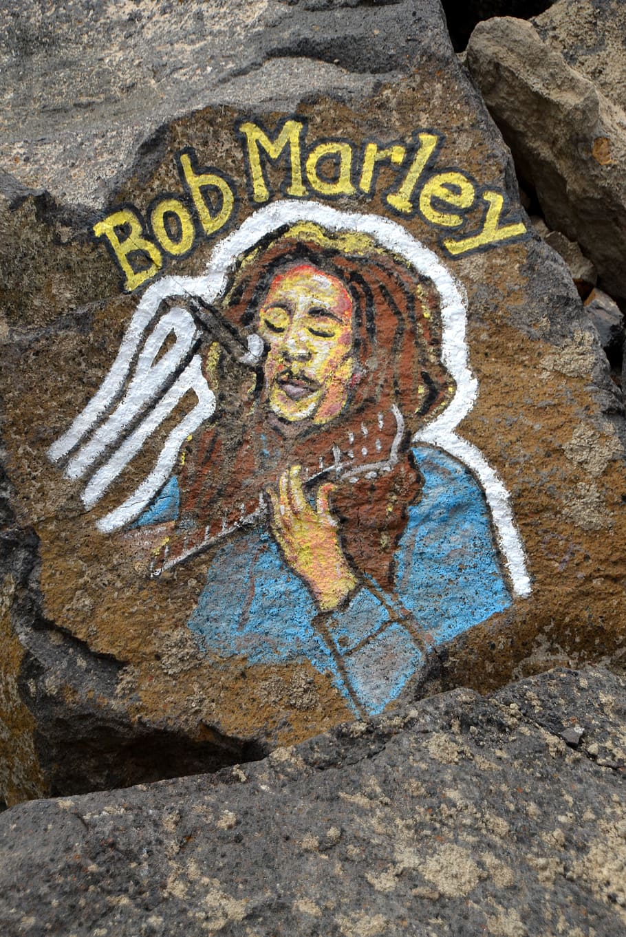 Bob Marley Painting On Stone, Hippie, Reggae, Jamaica, - Gambar Lukisan Bob Marley - HD Wallpaper 