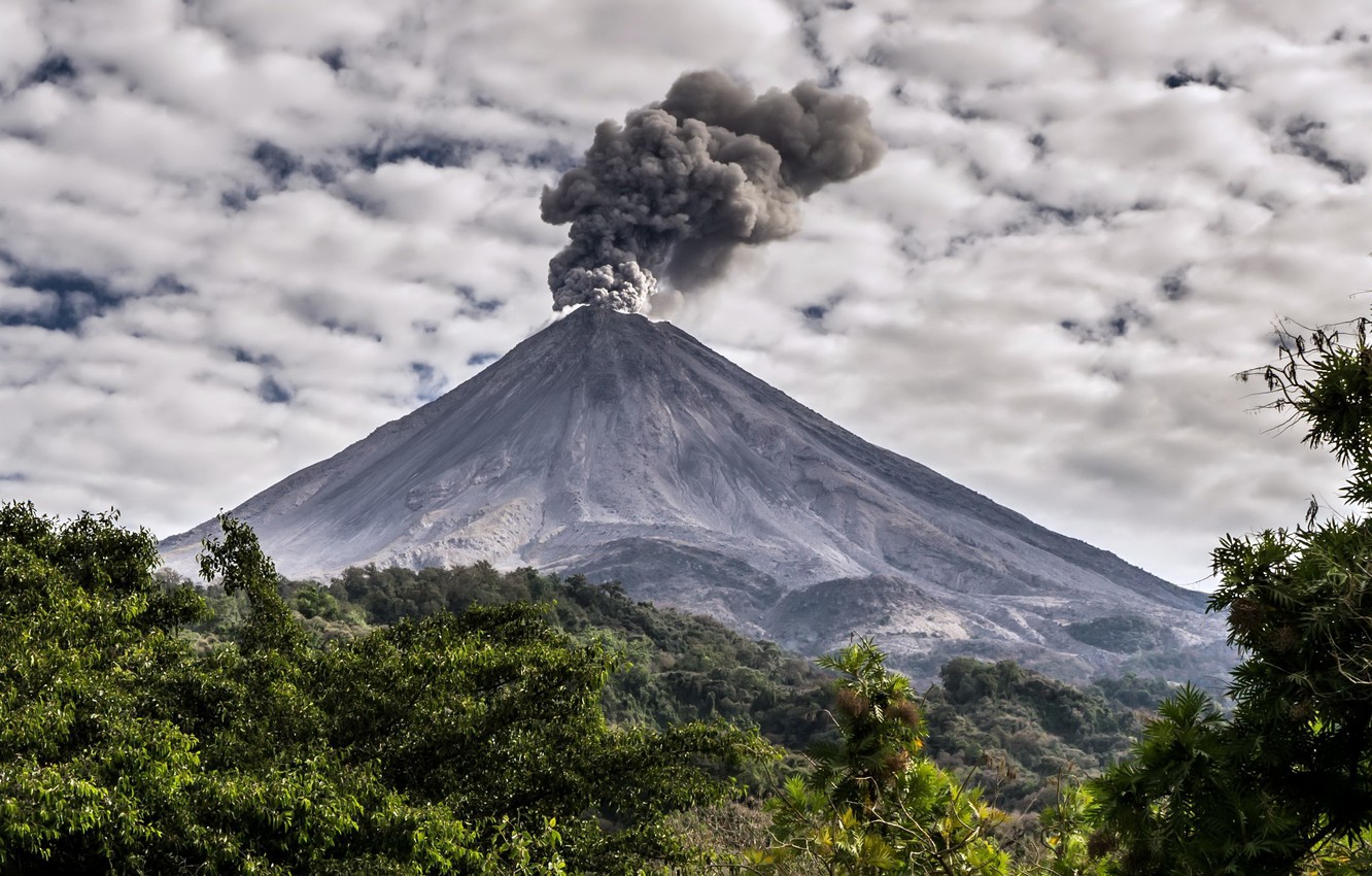 Photo Wallpaper The Sky, Nature, Smoke, Volcano Of - Colima Volcano - HD Wallpaper 
