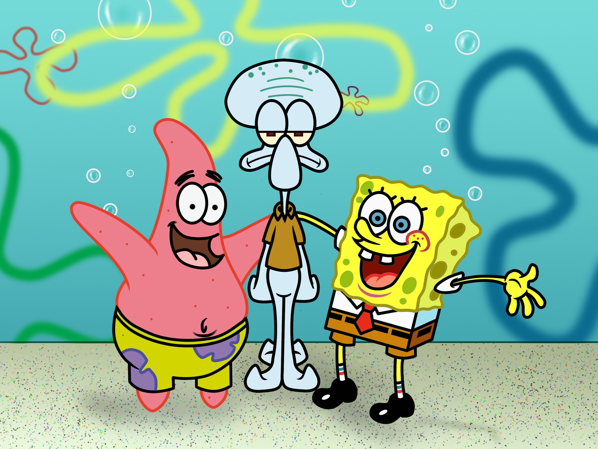 Spongebob Squarepants Patrick And Squidward - HD Wallpaper 