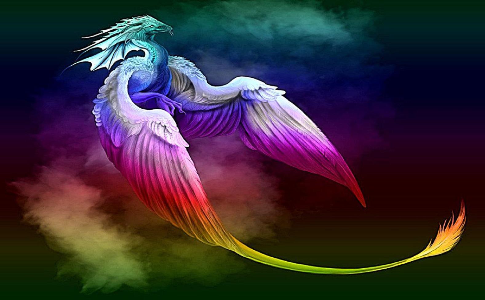 Rainbow Dragon - HD Wallpaper 