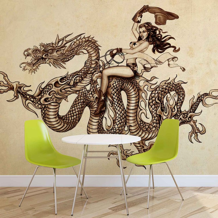 Dragon Tattoo Wallpaper Mural - Tapete Mural - HD Wallpaper 