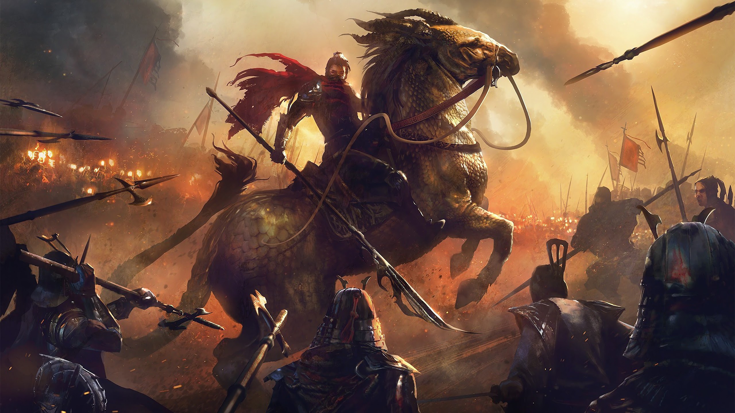 Epic, Fantasy, Knight, Army, Battle, 4k, 3840x2160, - Epic Battle 4k - HD Wallpaper 