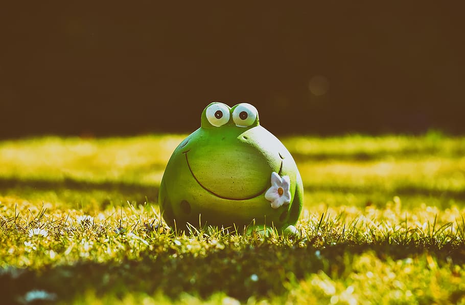 Frog, Figure, Meadow, Funny, Ceramic, Animal, Green, - Frog - HD Wallpaper 