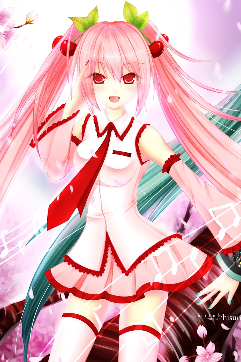 Wallpaper Hatsune Miku, Sakura Miku, Red Eyes, Pink - Hatsune Miku In Spring - HD Wallpaper 