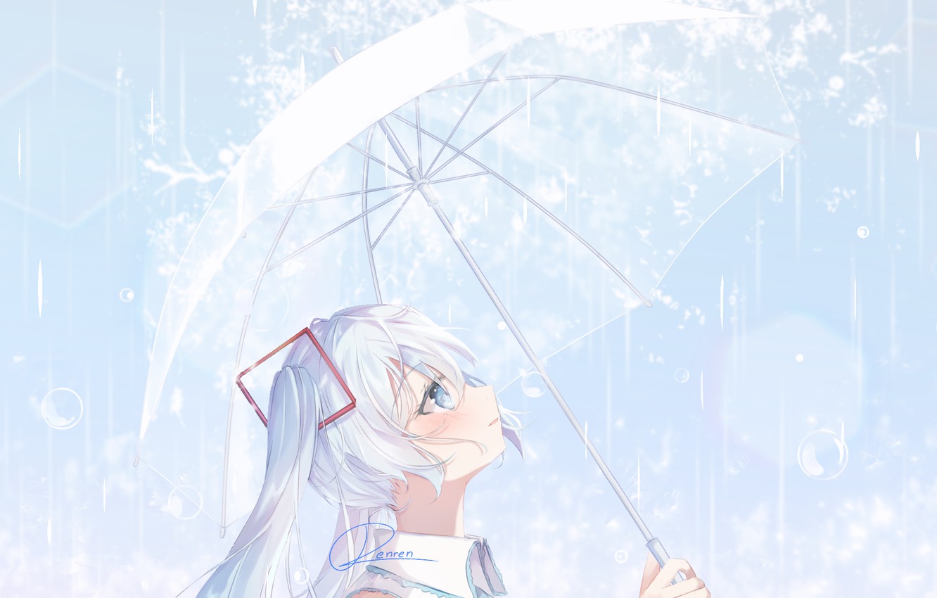 Photo Wallpaper Rain, Umbrella, Hatsune Miku, Vocaloid, - Hatsune Miku - HD Wallpaper 