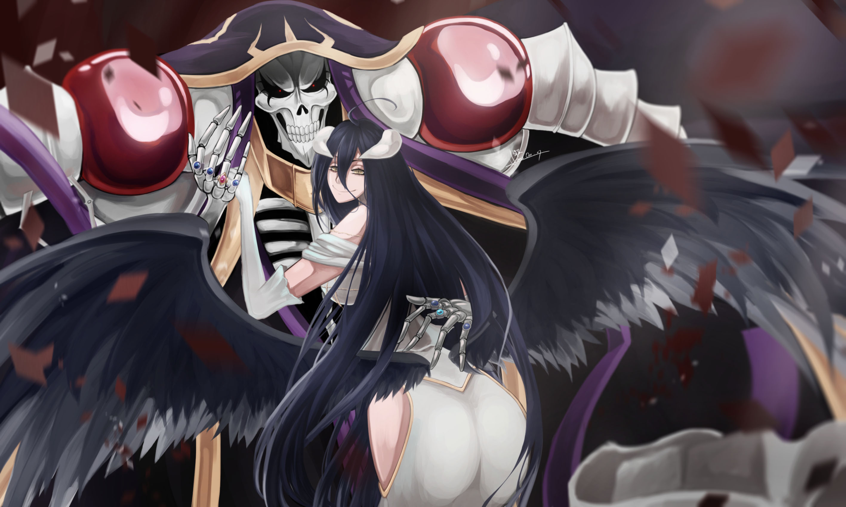 Overlord Albedo Wallpapers Free For Free Wallpaper - Ainz Ooal Gown And Albedo - HD Wallpaper 