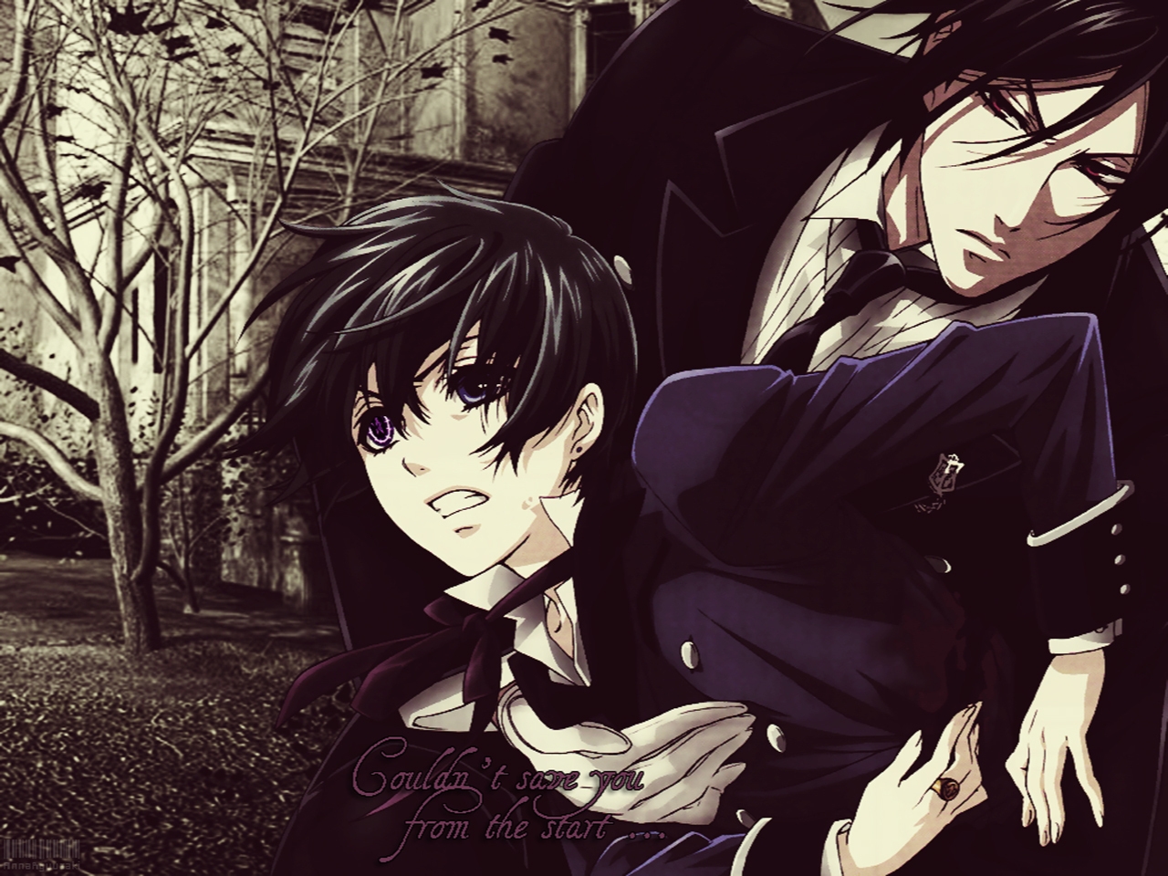 Kuroshitsuji Wallpaper Black Butler Fanart Ciel Phantomhive - Sebastián Y Ciel Anime - HD Wallpaper 