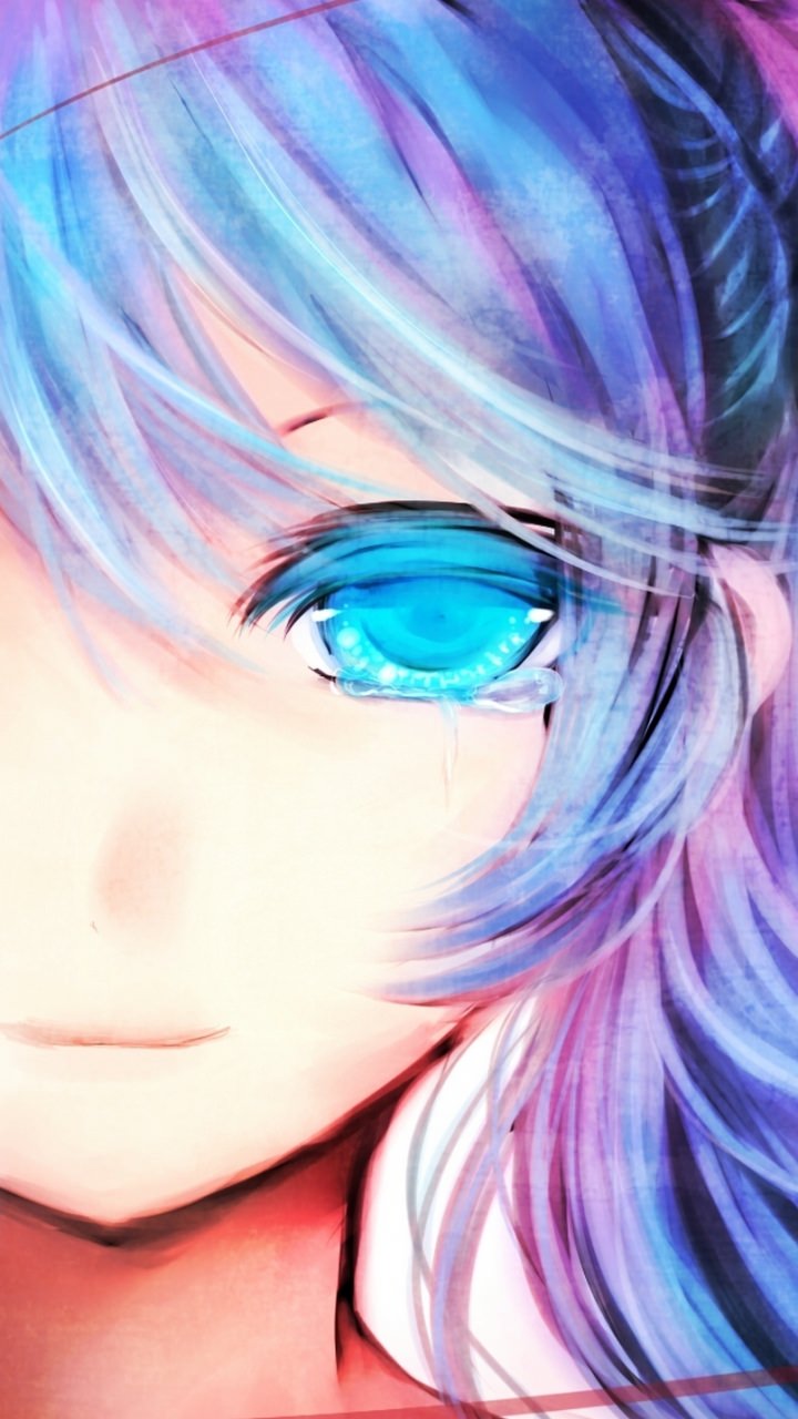 Anime Girl Purple Blue Hair - HD Wallpaper 