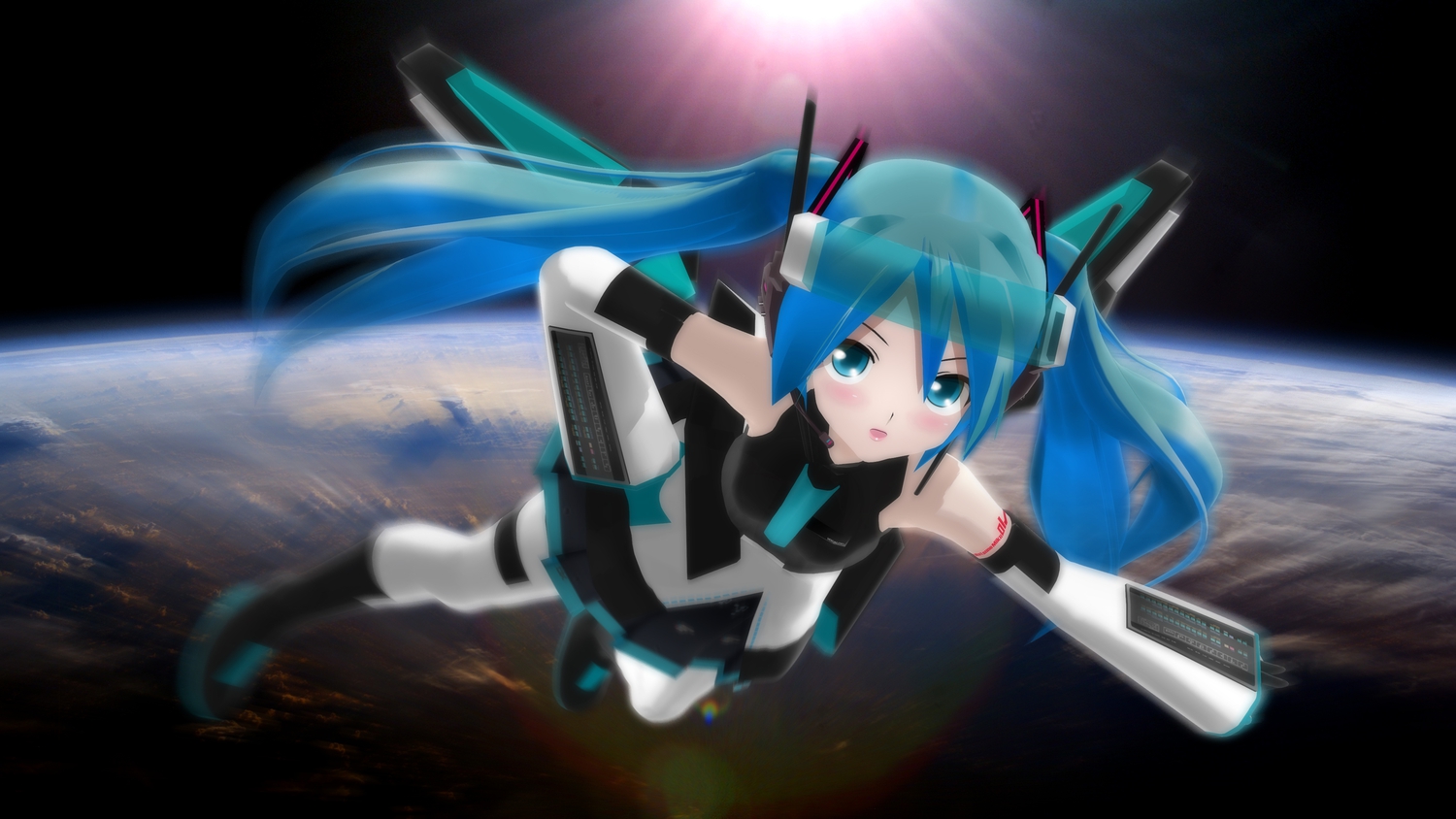 3d Aqua Eyes Aqua Hair Ektyr Y Hatsune Miku Twintails - Hatsune Miku 3d 4k - HD Wallpaper 