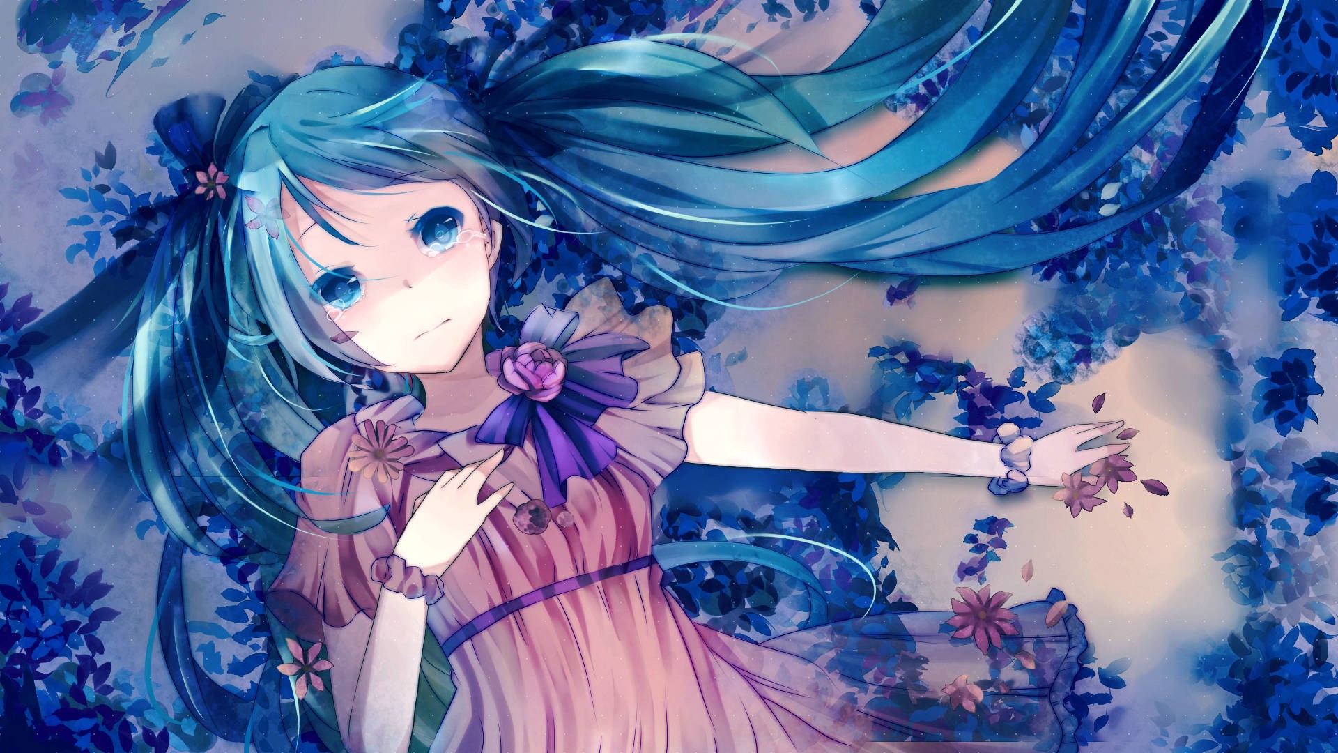 Anime Girl Lying On The Ground - HD Wallpaper 