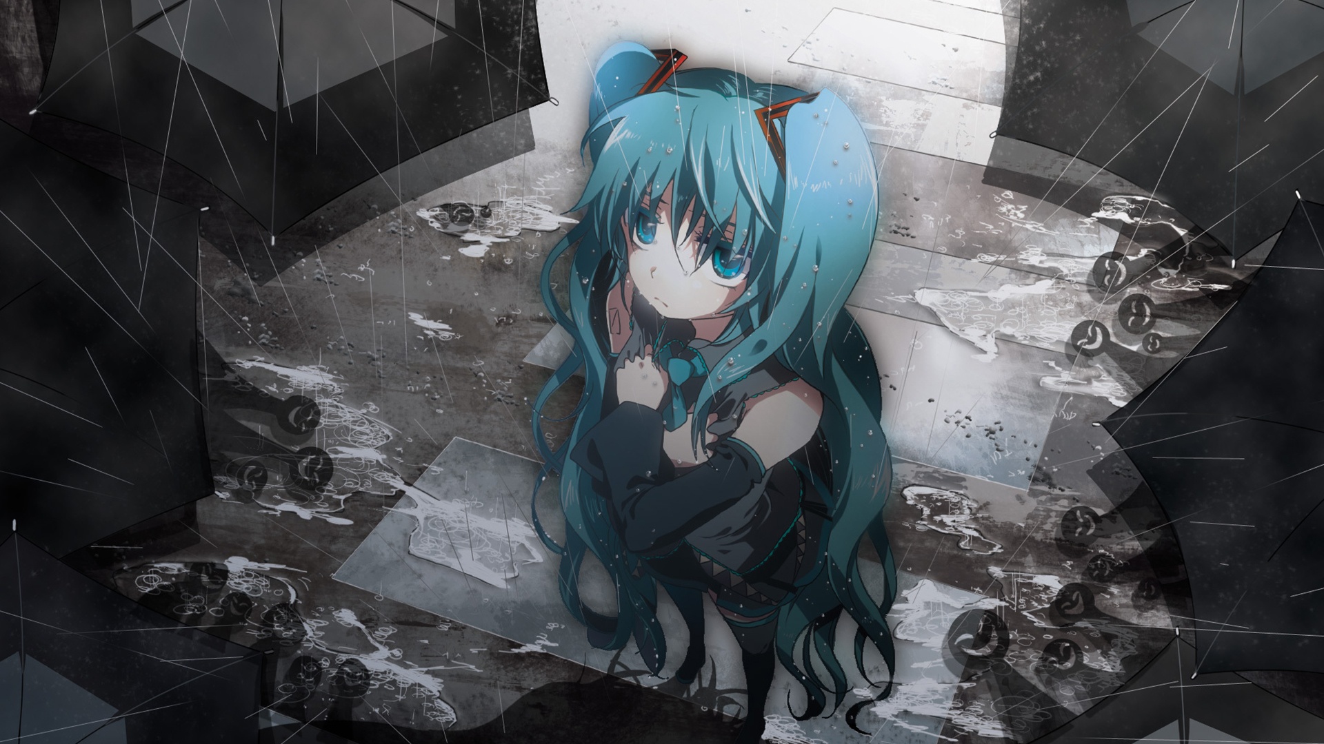 Hatsune Miku Sad Background - HD Wallpaper 