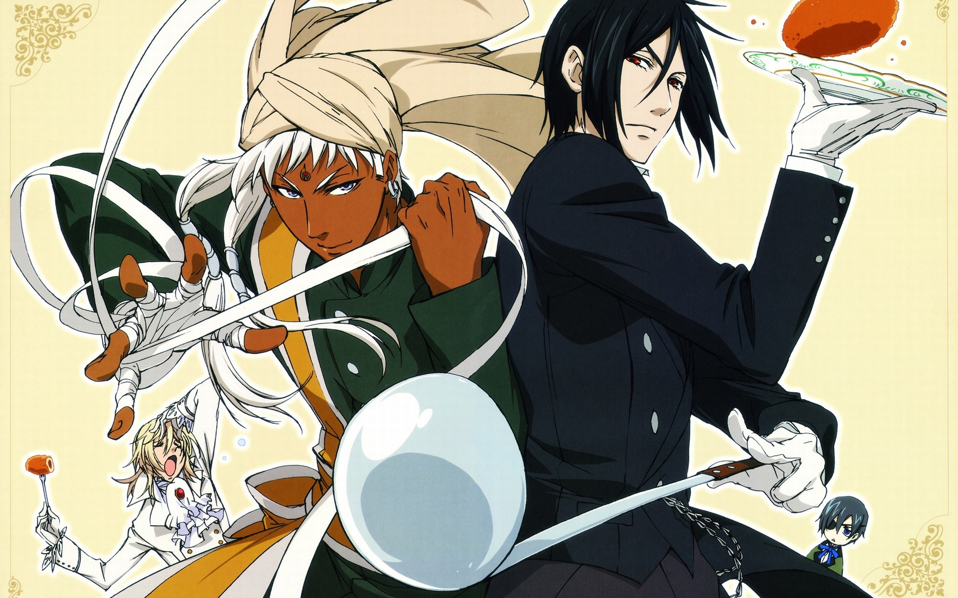 Suit Kuroshitsuji Wallpaper - Kuroshitsuji Sebastian And Agni - HD Wallpaper 